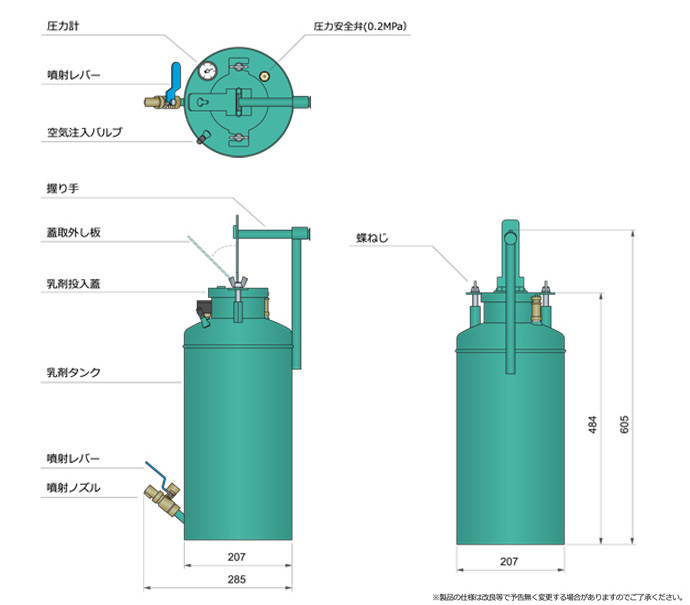 携帯乳剤スプレヤー用交換部品 圧力計