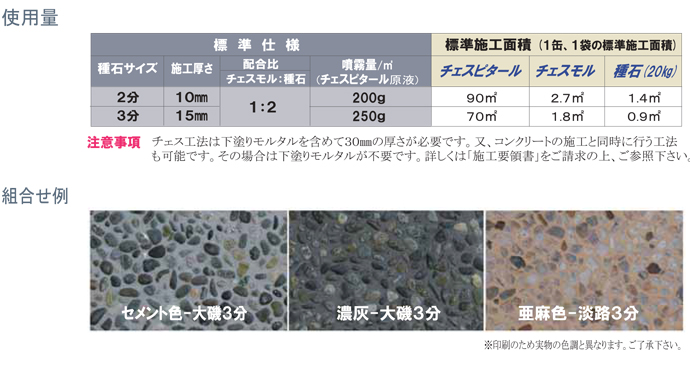 玉砂利洗い出し専用モルタル チェスモル セメント色 20kg マツモト産業