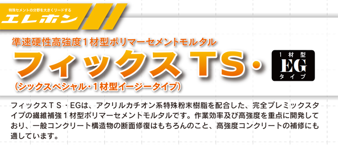 断面補修材 準速硬性高強度1材型ポリマーセメントモルタル フィックスTS・EG 20kg エレホン化成工業