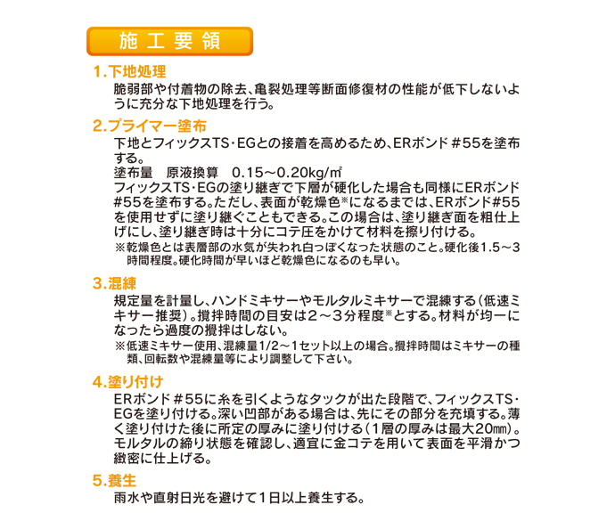 断面補修材 準速硬性高強度1材型ポリマーセメントモルタル フィックスTS・EG 20kg エレホン化成工業