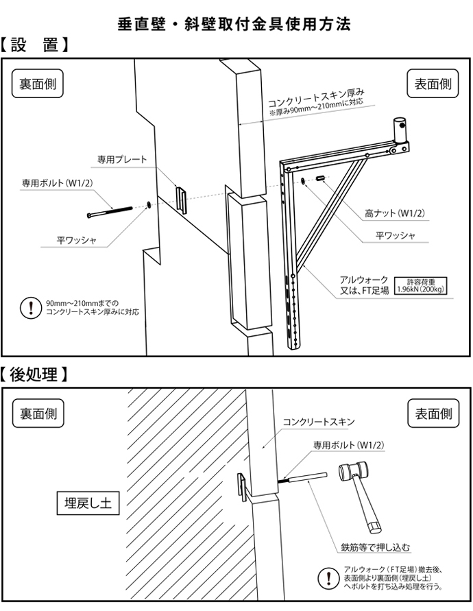 アルウォーク FT足場 用 垂直壁・斜壁用取付金具 ホーシン[アルウォークオプション][部品]