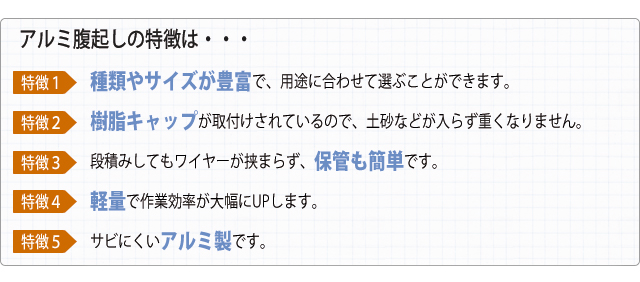 アルミ腹起しの特徴は