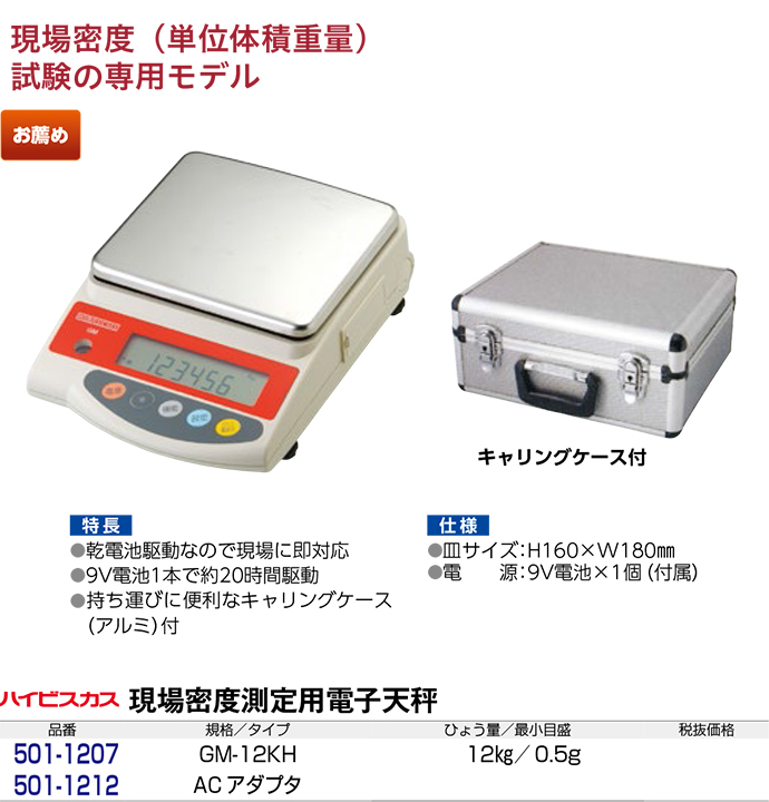 大人気! 新光電子 ＶｉＢＲＡ 現場密度測定用電子天秤 12kg GMWII-12K