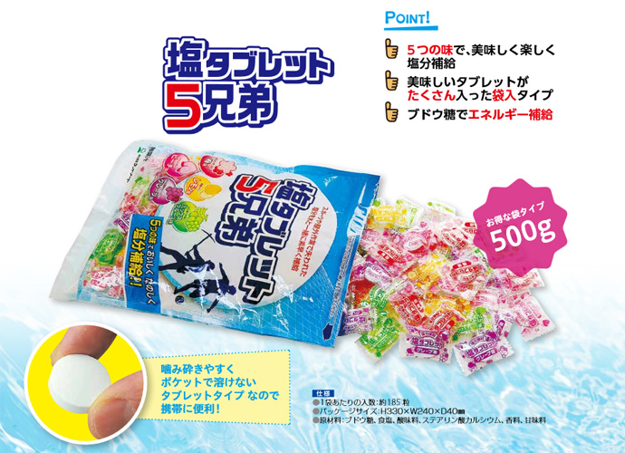 塩タブレット５兄弟 500g 袋入 10袋セット