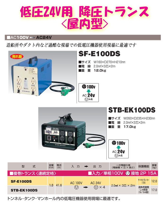 人気を誇る 工事資材通販 ガテン市場日動工業 降圧専用トランス 屋内型 TB-300D 単巻トランス 連続定格 安全ブレーカ付 リングトランス 