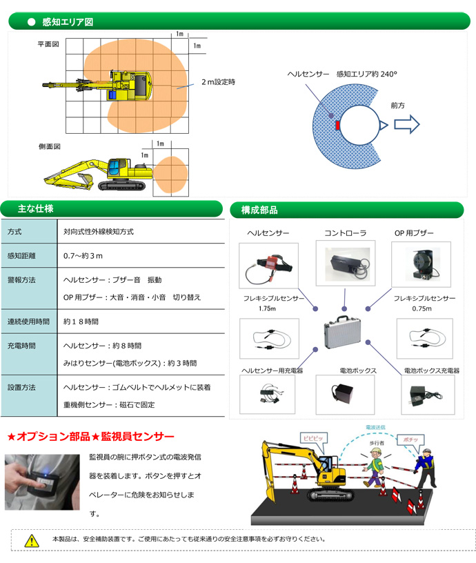 バックホー用メットセンサーサブ