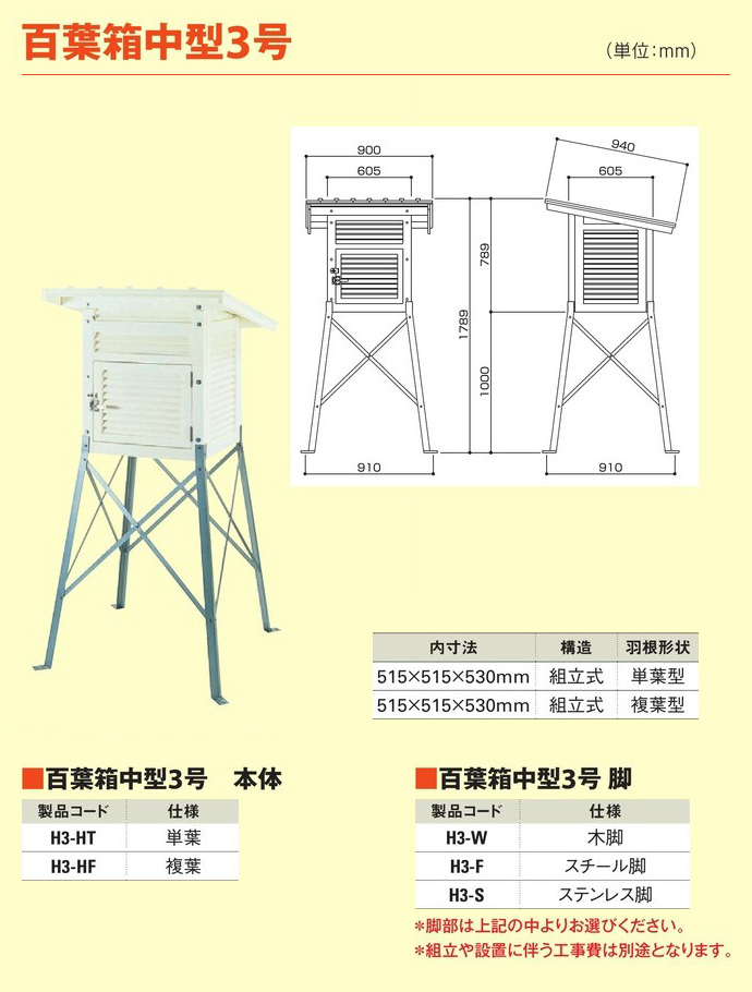 新品送料無料 現場用品専門ECストア 現場監督 送料無料 SKlTAIHEI 大平産業 百葉箱理振型 複葉型 本体のみ 脚部別売り H1-HF  組立式 温湿度管理 温度 空調管理 学校教材 気象観測