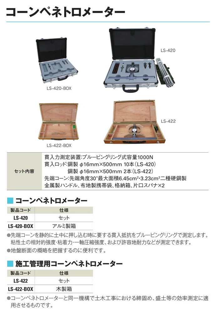 最大60%OFFクーポン 工事資材通販 ガテン市場施工管理用コーンペネトロメーター セット LS-422