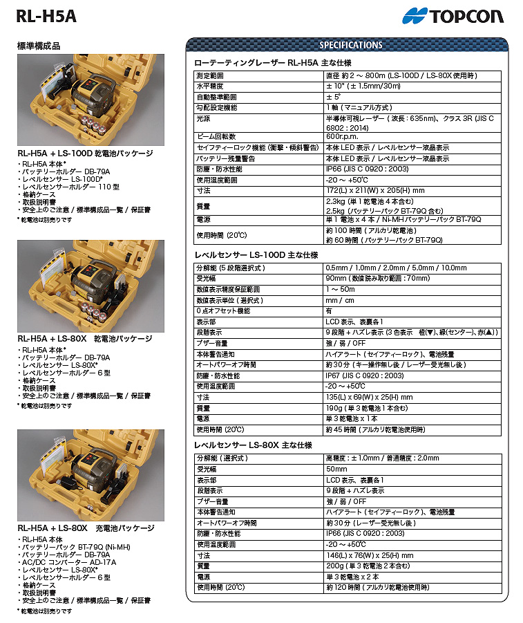 2021福袋】 トプコン 受光器 LS-100D ローテーティングレーザー RL-H5A ...